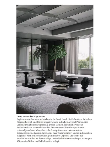 Another screenshot from the Baunetz ID feature on Vaulted Haus, discussing the use of grey as an architectural detail.