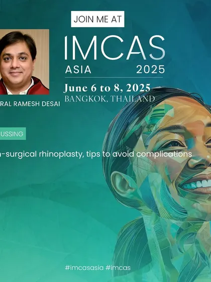 Being invited to speak at global conferences like IMCAS Asia is an honor. Here, I am sharing my expertise on non-surgical rhinoplasty, focusing on advanced techniques to avoid complications and achieve predictable, safe results.