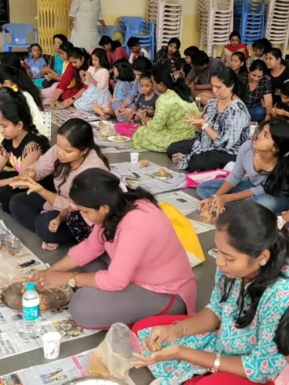 A snapshot of our large-scale community workshop, where participants of all ages sat together to learn, sculpt, and celebrate.