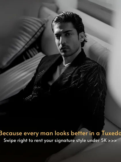 There's a reason a tuxedo is timeless. It commands attention without saying a word. Whether it's for a black-tie wedding or a chic cocktail night, we have a collection of sharp tuxedos ready for your moment in the spotlight, starting under ₹5K.