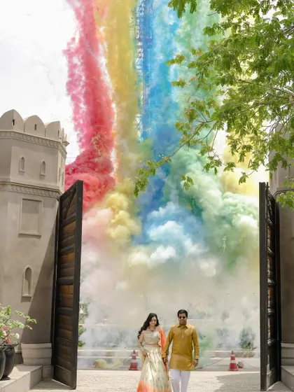 Let's create some magic together. By suggesting creative elements like this burst of color, I help make your photos feel uniquely you. This isn't just a picture; it's a memory we built together.