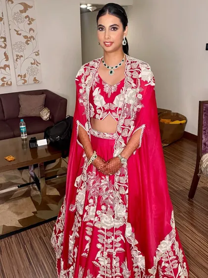 The full-length view of this unique and stylish reception ensemble.