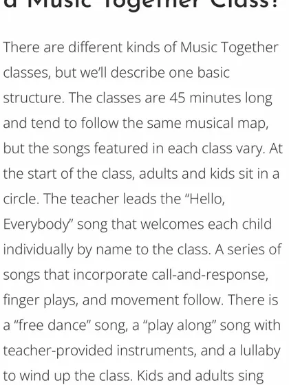 What happens in a Music Together class? This article breaks down the 45-minute structure, from the "Hello Song" to instrument play, free dance, and the final lullaby.