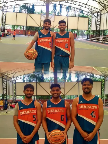 Posing with teammates during the 2023 State 'A' Division league.