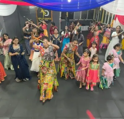 A full view of our Dandiya event, showcasing the colorful attire and festive decorations. We know how to throw a great party.