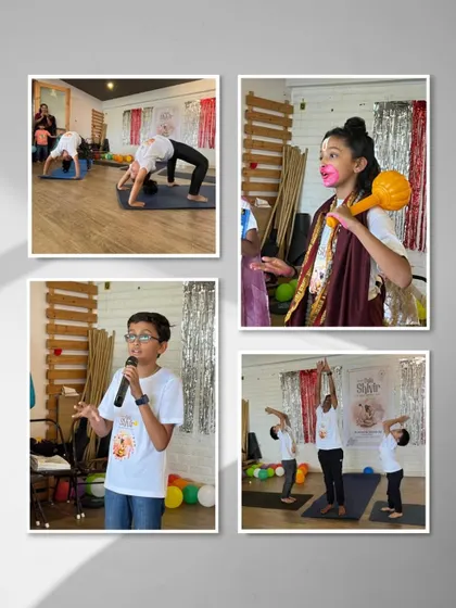 From impressive backbends to confident public speaking, our Bala Shivir nurtures a wide range of skills. This collage showcases the diverse talents of our young participants.