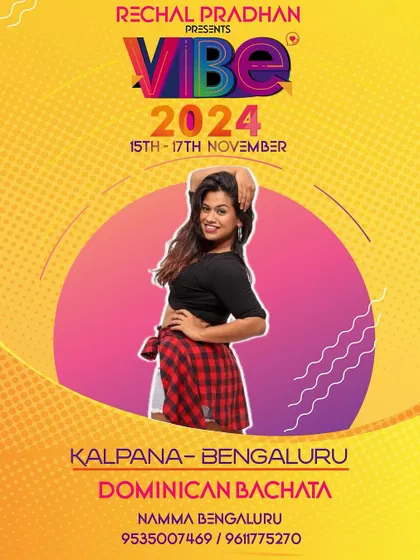 Experience the ultimate vibe with me at VIBE 2024 in Namma Bengaluru. I'll be teaching Dominican Bachata. Let's vibe together.