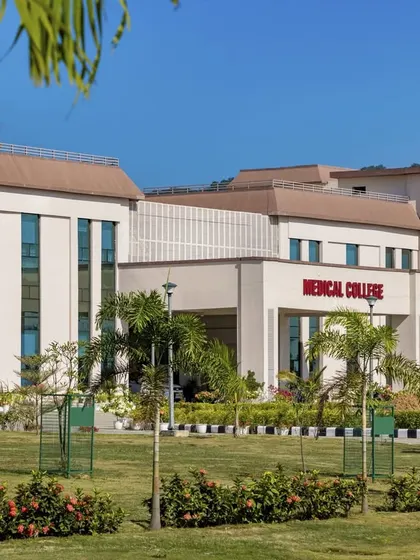 The Medical College at AIIMS Guwahati is a key component of the campus master plan. The architecture reflects a modern institutional identity, with welcoming entrances and landscaped surroundings that create a conducive learning environment.
