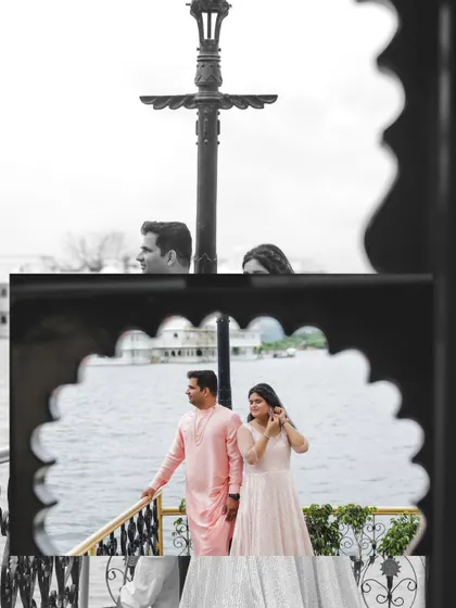 A creative collage of post-wedding moments in Udaipur.
