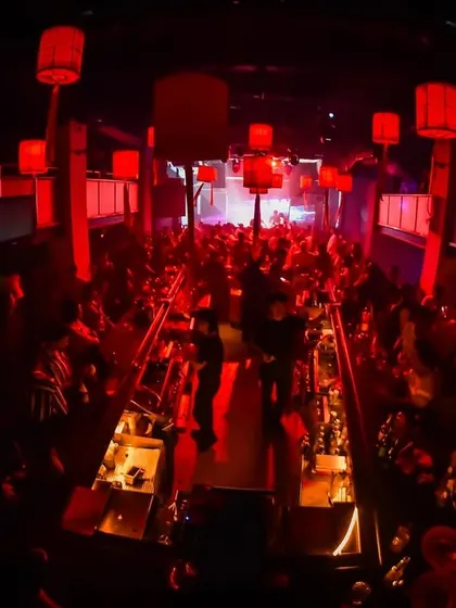 The red lanterns and packed floor at Tantra. Our Tara Sitara nights are known for their incredible atmosphere and production.