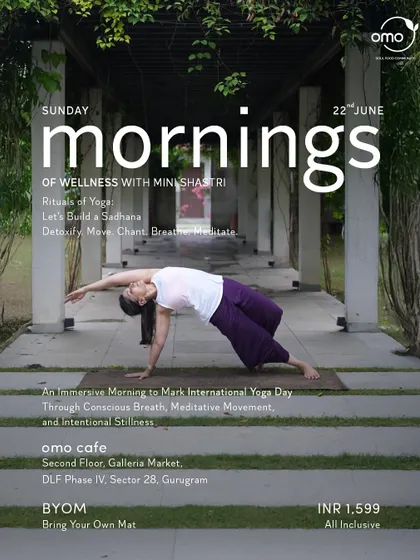 I also bring wellness practices into the city. This was for a special morning session at OMO Cafe, where we explored building a sadhana through conscious breath, movement, and stillness.