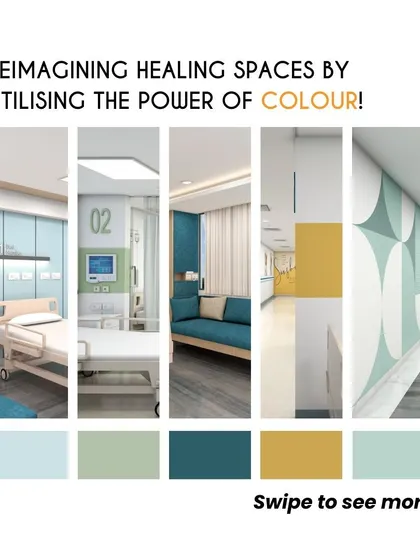 We are reimagining healing spaces by utilizing the power of color. This collage showcases how different color palettes can be applied to various hospital settings to influence mood and support the healing process.