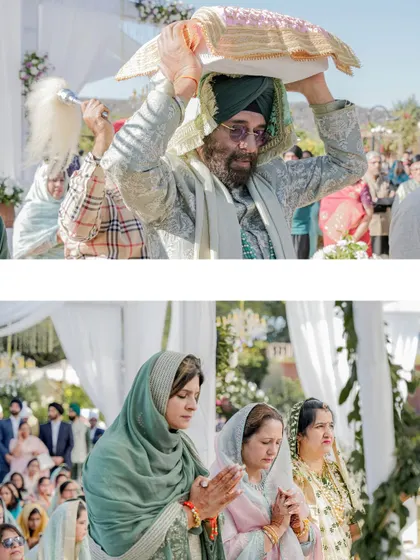 The solemnity and emotion of the family during the Anand Karaj ceremony, a testament to the deep cultural and familial bonds we capture.