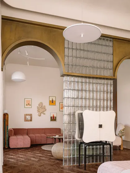The daughter's bedroom at Rehethaan, a space that is a testament to our skill in design, styling, and the artful play of materials and hues.