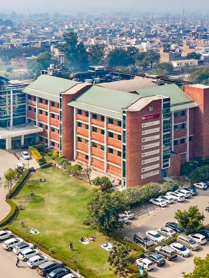 This aerial view of Max Super Speciality Hospital in Bhatinda shows the full scale of the campus. Completed in 2013, this facility brought tertiary healthcare to the city, strengthening access to quality care in the region.