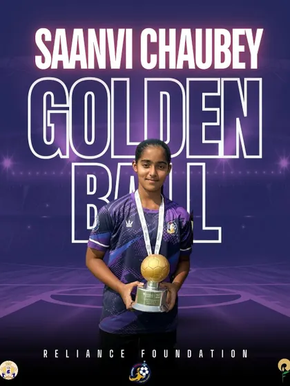 Sanvi Chaubey, awarded the Golden Ball for her outstanding performance at the Reliance Foundation Youth Sports tournament.