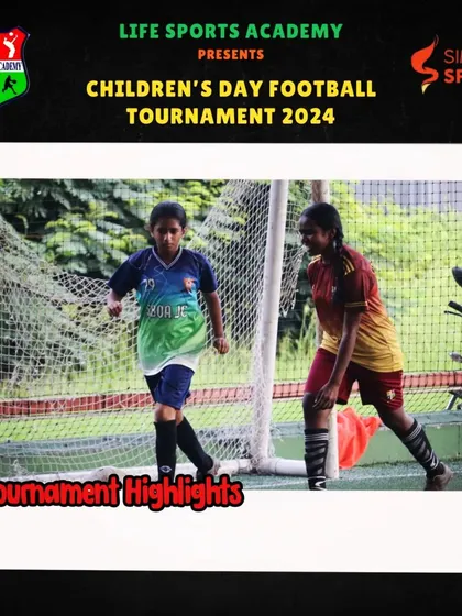 A young girl guards the goal during a 5's football match. We support various formats of sport to make it accessible and fun for children of all ages and skill levels.