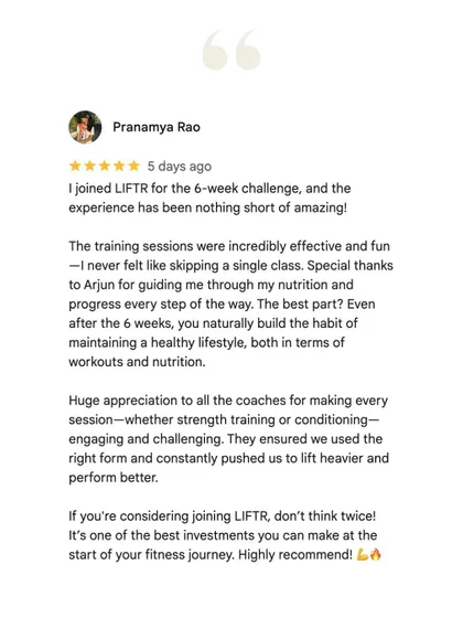 Pranamya's 6-week challenge resulted in a 4 kg weight loss and an 11.5-inch reduction. She never felt like skipping a class because the training was effective and fun, helping her build a healthy lifestyle that sticks.