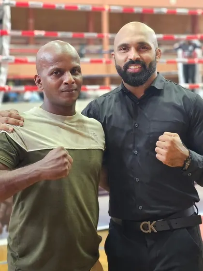With a fellow MMA legend. It is always good to connect with others who have walked the same path.
