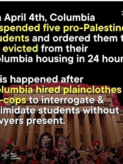 Detailing the intimidation tactics used against students at Columbia, including interrogation by plainclothes ex-cops without legal counsel present, before they were suspended and evicted.