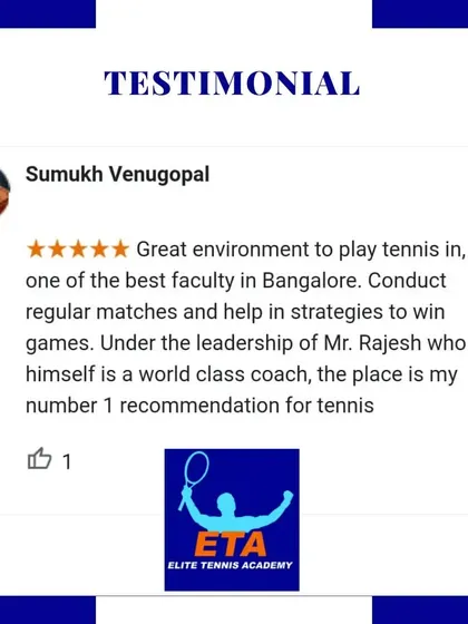 This testimonial from a happy client highlights the great environment and world-class coaching they've experienced at our academy.