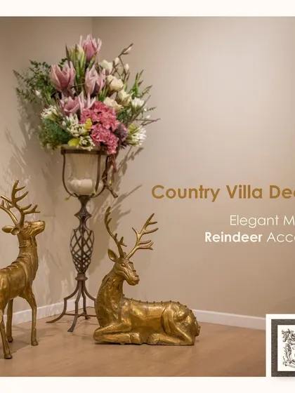 These elegant metal reindeer accents are designed to elevate any corner of your home. Their impressive height and golden finish make them perfect floor decor pieces, adding a touch of grandeur.