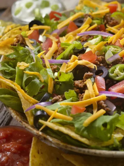 Another look at a hearty taco salad. My workshop teaches you how to layer flavors and textures for a satisfying and healthy meal.