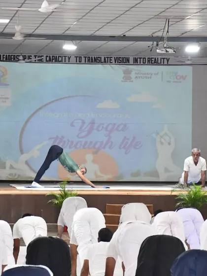 Guiding our soldiers through Adho Mukha Svanasana (Downward-Facing Dog) to build strength and flexibility.