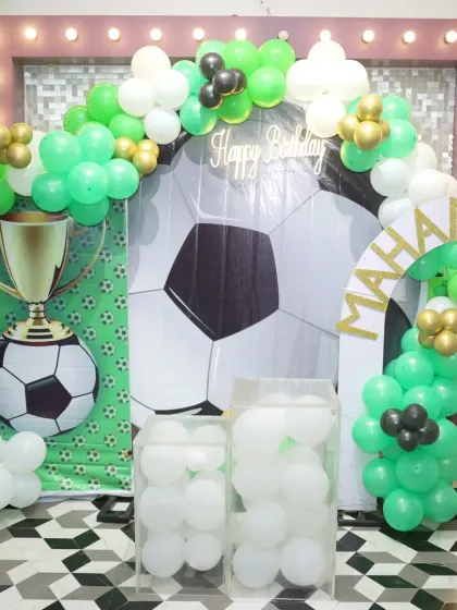 Planning a party for a sports lover? This football theme was another great option included in our promotional package.