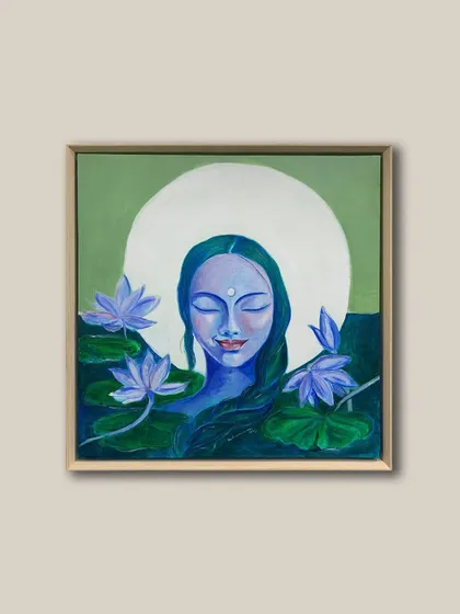 The companion piece to the previous artwork, also in a beautiful wooden floater frame, creating a perfect diptych.