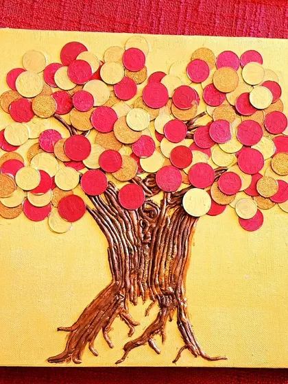 The vibrant energy of this money tree painting is designed to uplift any space. It serves as a powerful tool for those looking to enhance their financial luck through Vaastu.