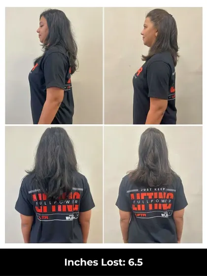 These multi-angle shots of Sharanya's progress highlight her journey to more strength, more energy, and real results.