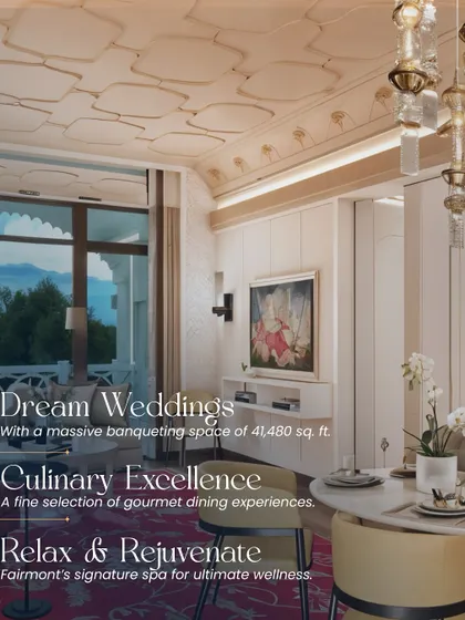 A look inside the luxurious offerings of Fairmont Udaipur, from its massive banqueting space to its gourmet dining and wellness spa.
