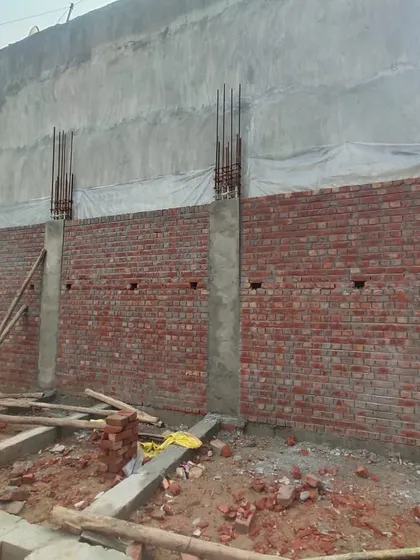 An overview of the brickwork in progress at the residential site.