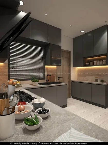 A close-up of the countertop, showing how I arrange the cooking essentials for both easy access and aesthetic appeal. The warm under-cabinet lighting adds to the ambiance.