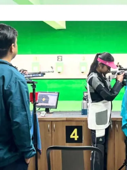 A view from behind the line at our rifle training camp, where coaches observe and guide multiple shooters simultaneously, ensuring everyone receives expert attention.