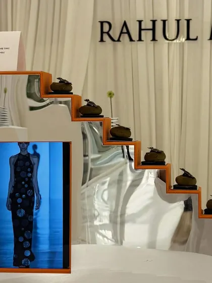 For the launch of Rahul Mishra's flagship store, we created a food installation that mirrored his design journey. These small bites are displayed on a staircase, echoing the progressive and layered nature of his couture.