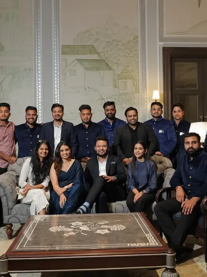 My team, my strength. Posing for a group photo at Raffles Udaipur, ready to take on the wedding season with passion and dedication.