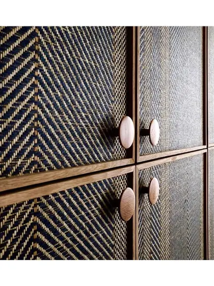 Rhythmic, woven stripes on this 'TRIBU' wallcovering add fantastic visual and physical texture. I often use such designs on cabinetry or feature walls to introduce a graphic, tactile element.