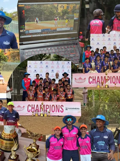 A collage celebrating our successful collaboration with Hammers for the Achievers Major League and Premier League, showcasing champions and key moments.
