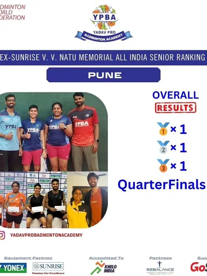 The overall medal tally from the V. V. Natu Memorial All India Senior Ranking tournament in Pune.