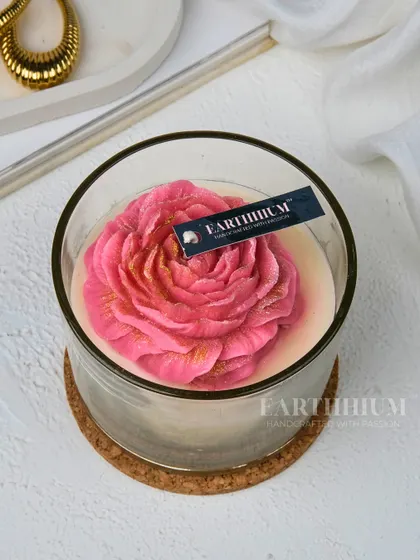 This vibrant pink peony is one of my favorites to make. The layers of petals create a beautiful effect as the candle burns.