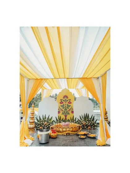 A duplicate of the beautiful Haldi decor, showcasing the vibrant and festive setup.