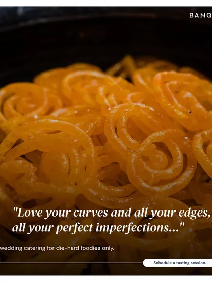 Perfectly imperfect curves. Our hot, crispy jalebis, soaked in sugar syrup, are a classic Indian dessert that will make you hear violins with every bite.