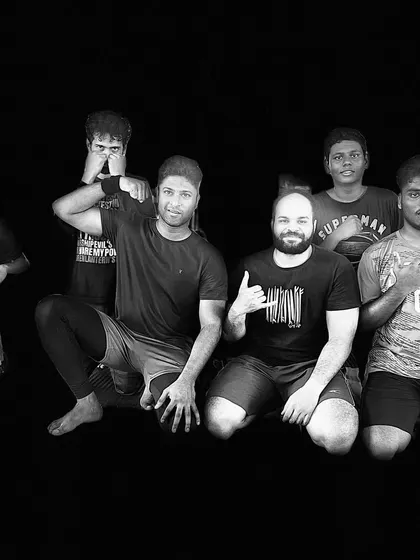 A creative black and white shot of the morning crew after a tough training session.
