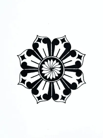 Another simple yet elegant floral motif. This design focuses on clean lines and a central pattern, perfect for a minimalist aesthetic.