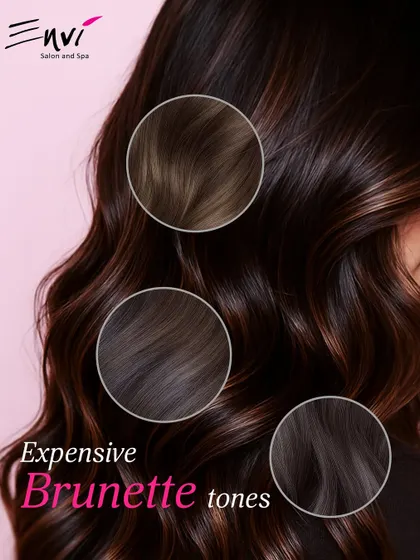Exploring expensive brunette tones. We create rich, multi-dimensional brown shades that look luxurious and sophisticated.