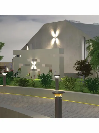 A close-up night render of the memorial's facade. Minimal openings and strategically placed skylights are designed to create a quiet interior with a connection to the cosmos.