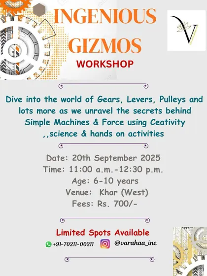 The "Ingenious Gizmos" workshop is all about the fundamentals of engineering. We explore simple machines like gears, levers, and pulleys through hands-on activities and creative building challenges.