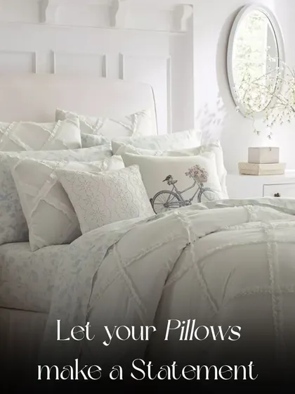 Bed Styling Tip: Let your pillows make a statement. Mix and match sizes, shapes, and textures to create a plush and inviting look.